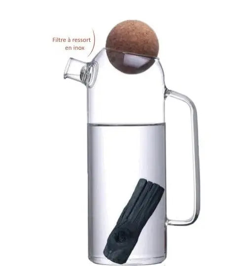 Wasserkaraffe 1L mit Binchotan Aktivkohle Wasserfilter von Bijin
