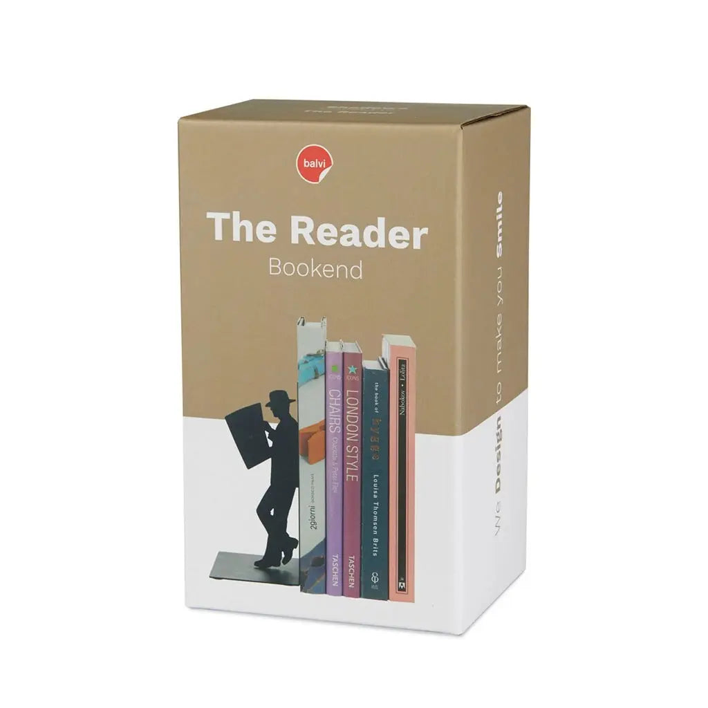 Buchstütze The Reader Schwarz Metall von Balvi