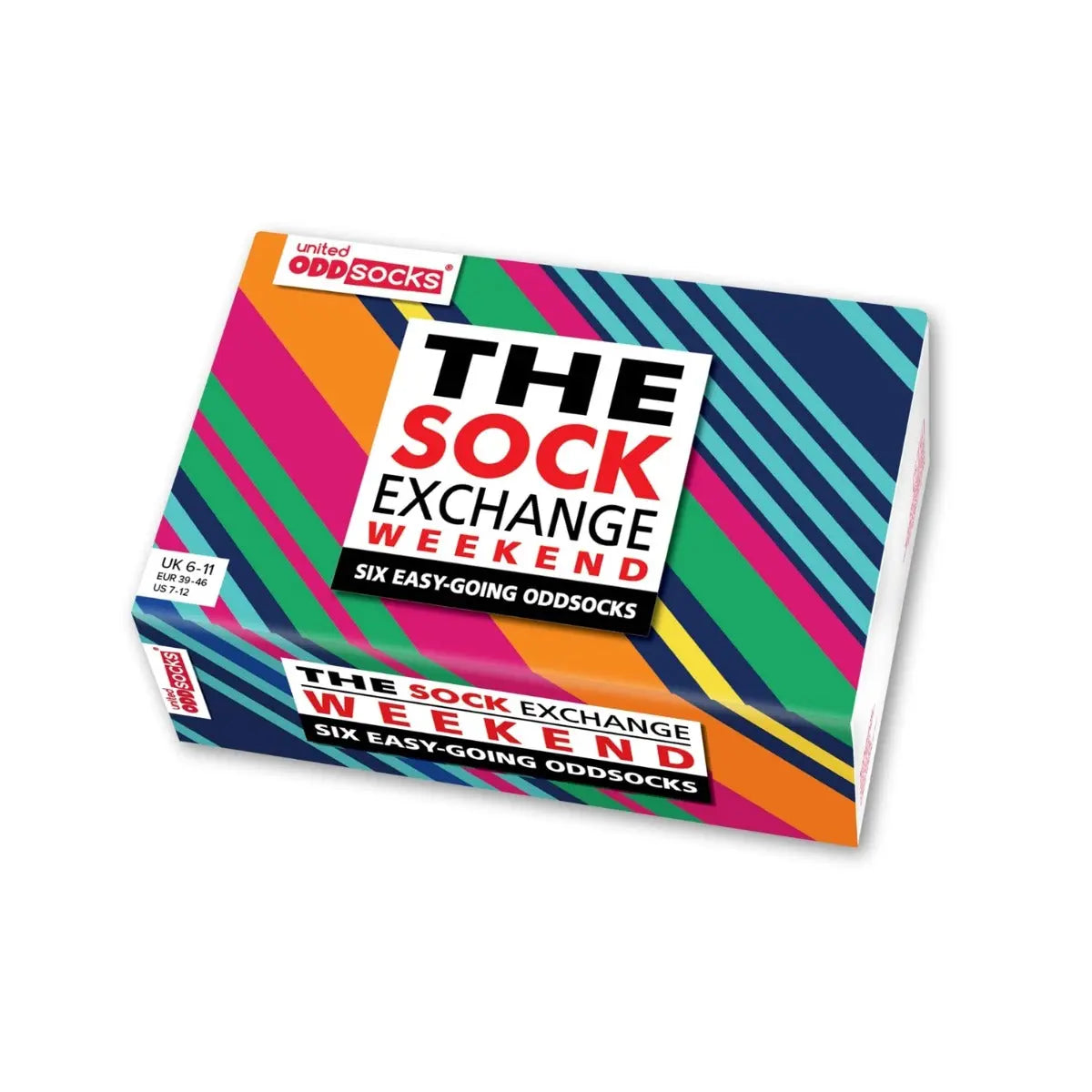 Einzelne Socken im 6er Pack, THE SOCK EXCHANGE WEEKEND Bunte Socken, Gr. 39-46, mit Geschenkbox von United Oddsocks
