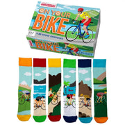 Einzelne Socken im 6er Pack, ON YOU BIKE Bunte Fahrräder, Gr. 39-46, mit Geschenkbox von guteszeug.ch