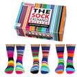 Einzelne Socken im 6er Pack, THE SOCK EXCHANGE Bunte Streifen, Gr. 39-46, mit Geschenkbox von United Oddsocks