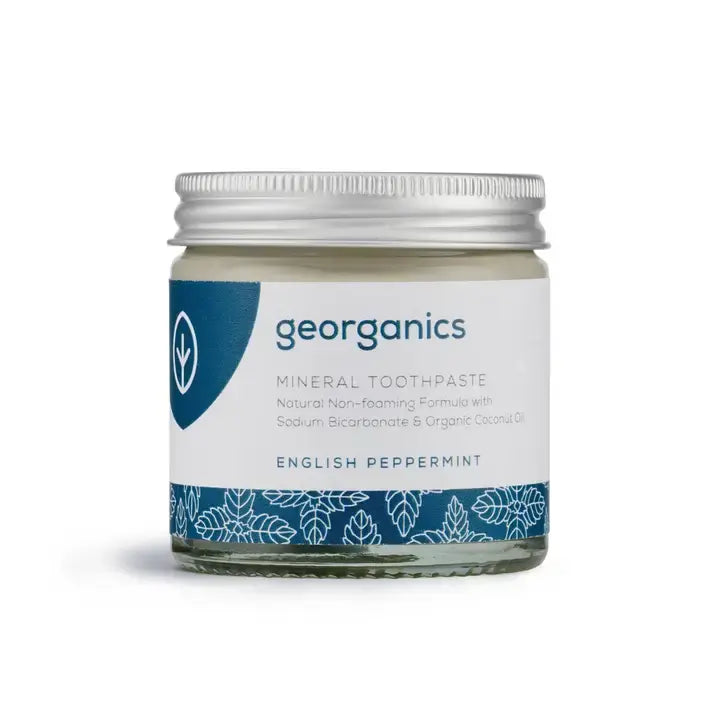 Mineralische Zahnpasta im Glas ohne Fluorid Pfefferminze 60ml von Georganics