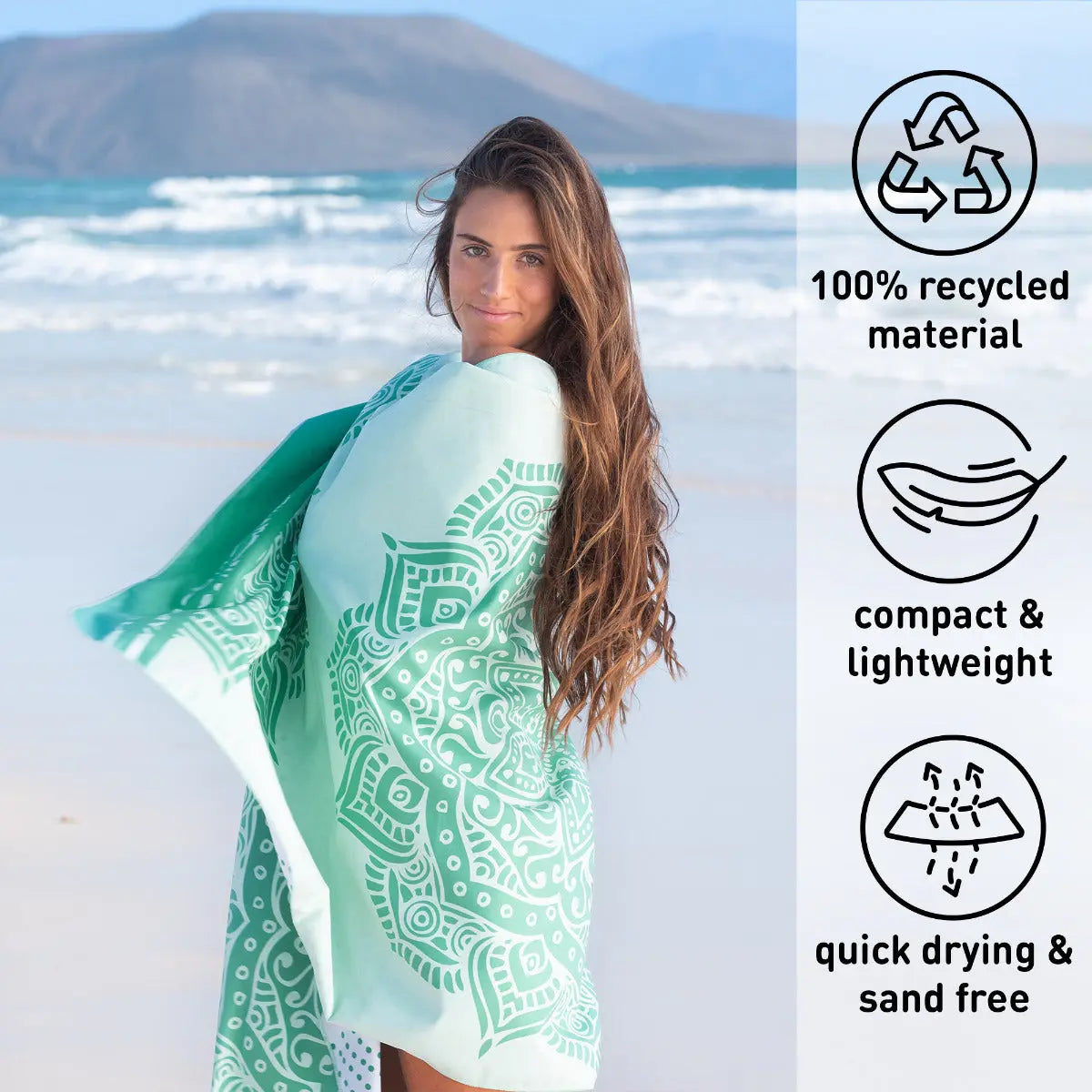 Strandtuch XXL Mikrofaser schnelltrocknendes Badetuch 160x90cm Mandala von Fit-Flip