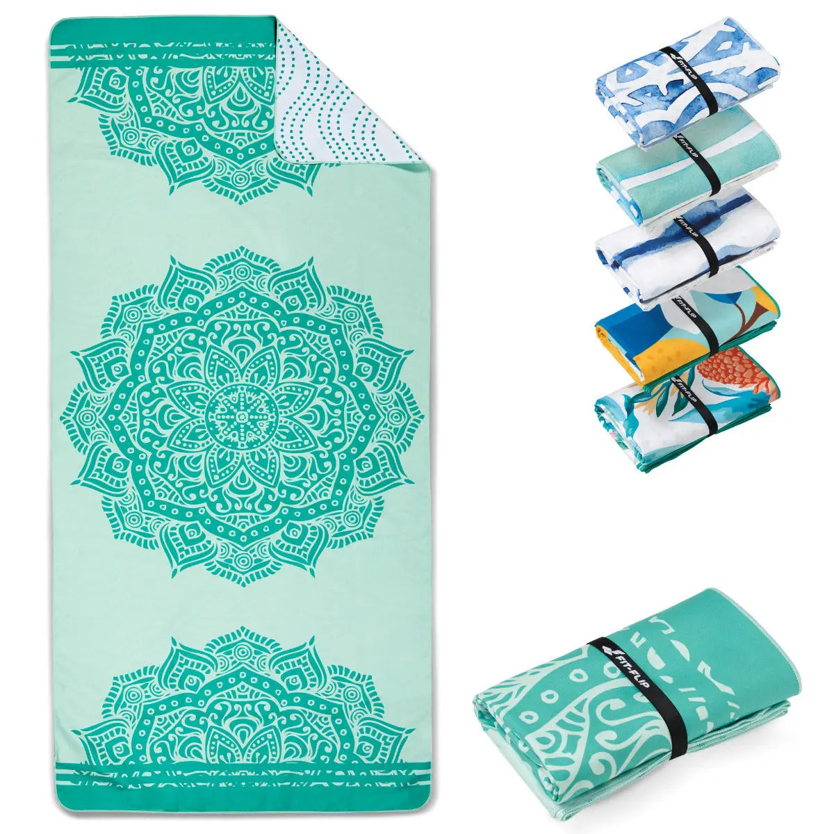 Strandtuch XXL Mikrofaser schnelltrocknendes Badetuch 200x90cm Mandala von Fit-Flip