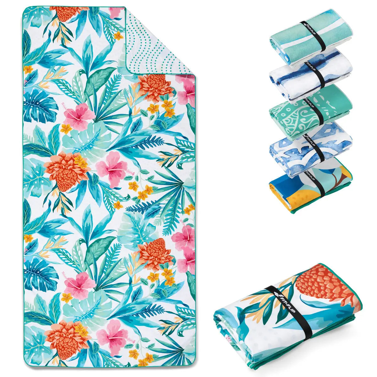 Strandtuch XXL Mikrofaser schnelltrocknendes Badetuch 160x90cm Tropic Flowers von Fit-Flip