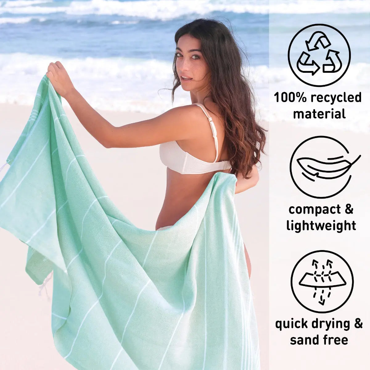 Hamamtuch Baumwolle Recycelt 100x200cm Aqua - Sultan von Fit-Flip
