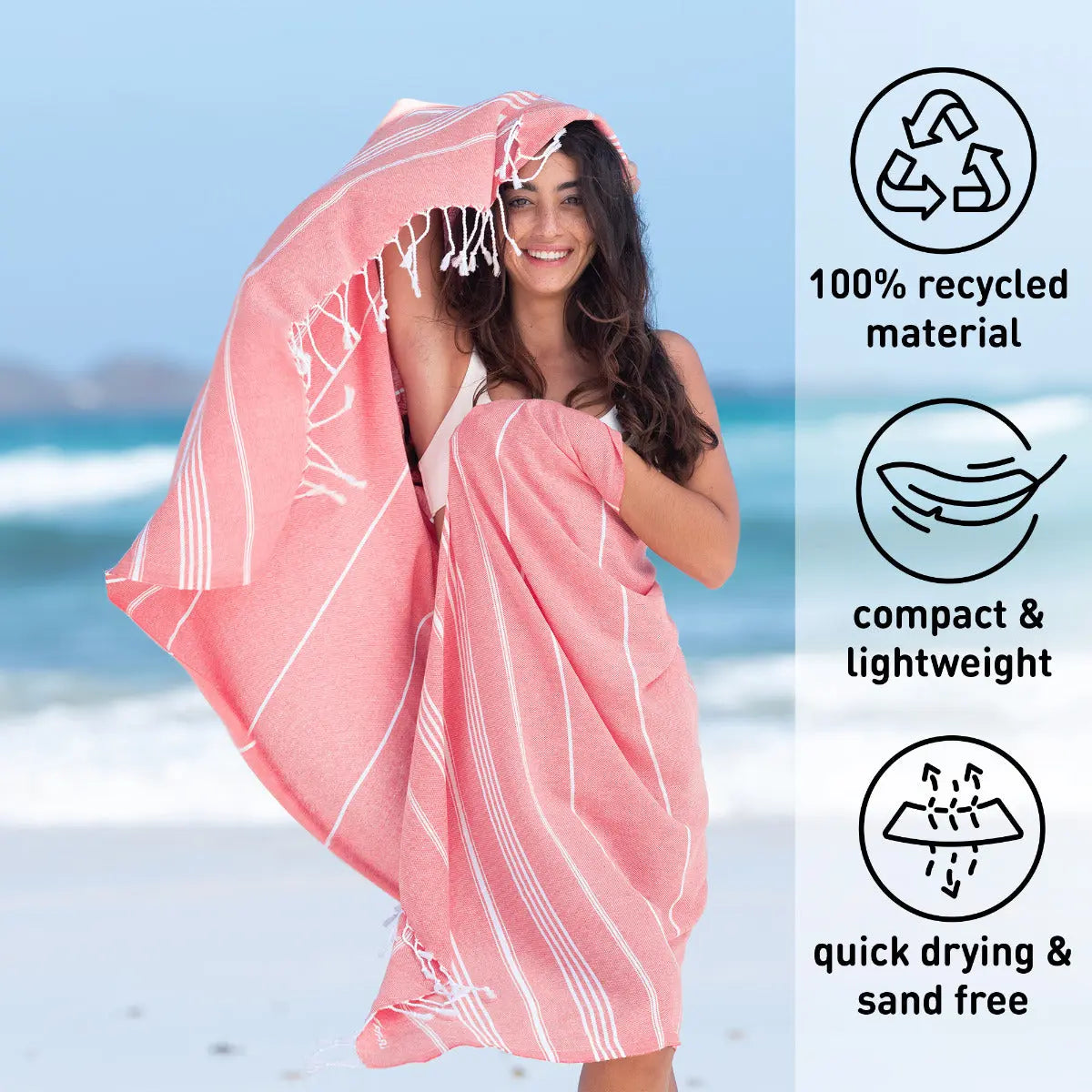 Hamamtuch Baumwolle Recycelt 100x200cm Coral - Sultan von Fit-Flip