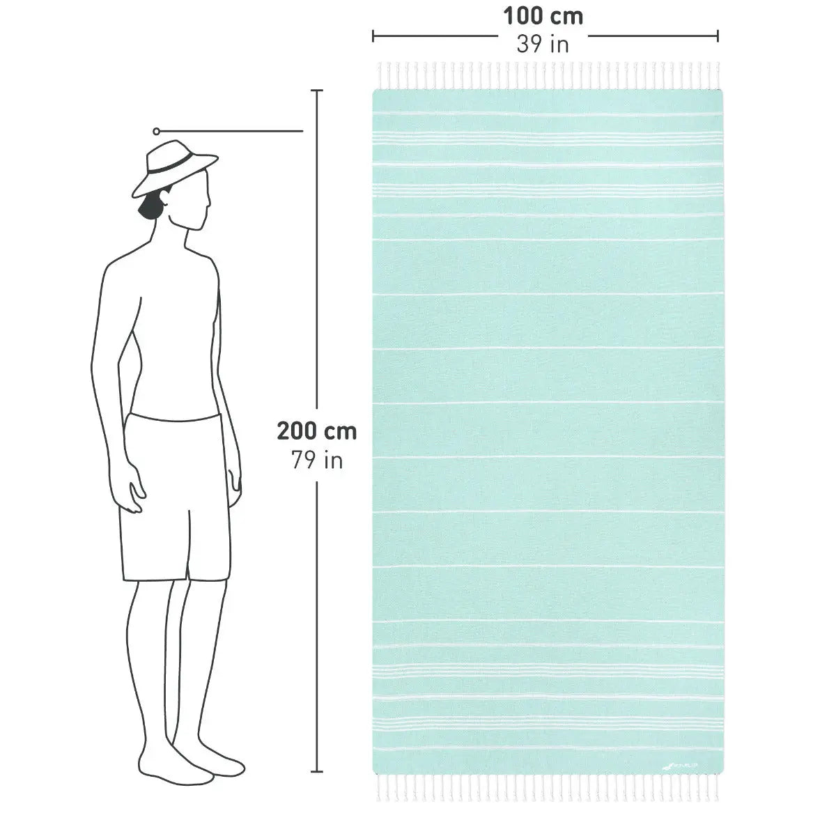Hamamtuch Baumwolle Recycelt 100x200cm Aqua - Sultan von Fit-Flip