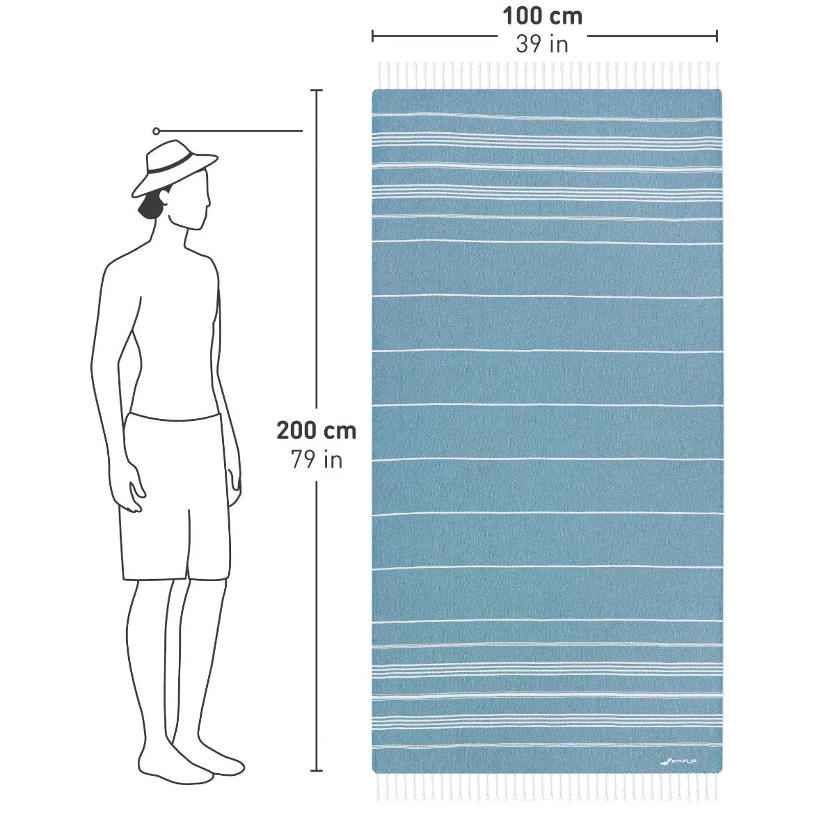 Hamamtuch Baumwolle Recycelt 100x200cm Petrol - Sultan von Fit-Flip