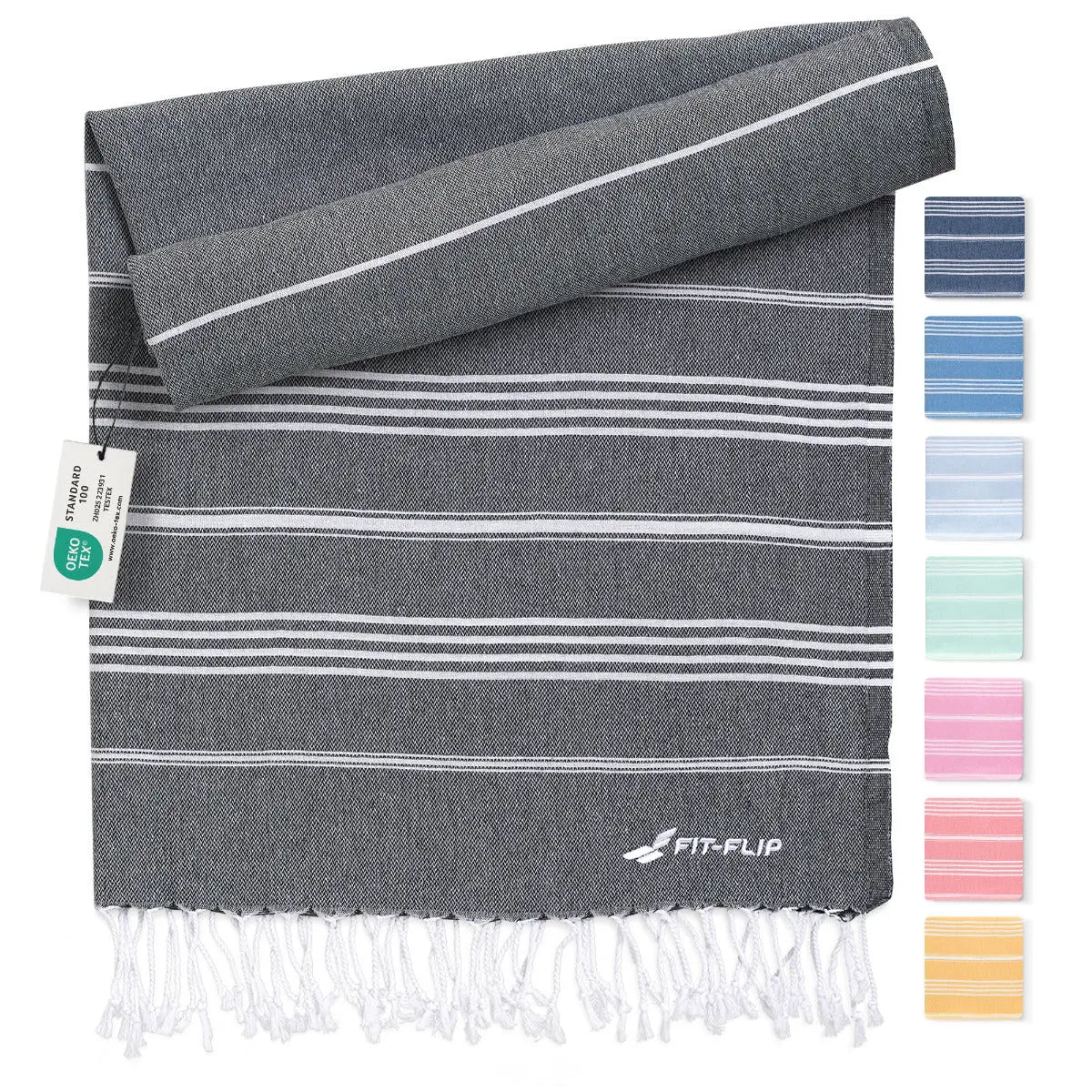 Hamamtuch Baumwolle Recycelt 100x200cm Anthracite - Sultan von Fit-Flip