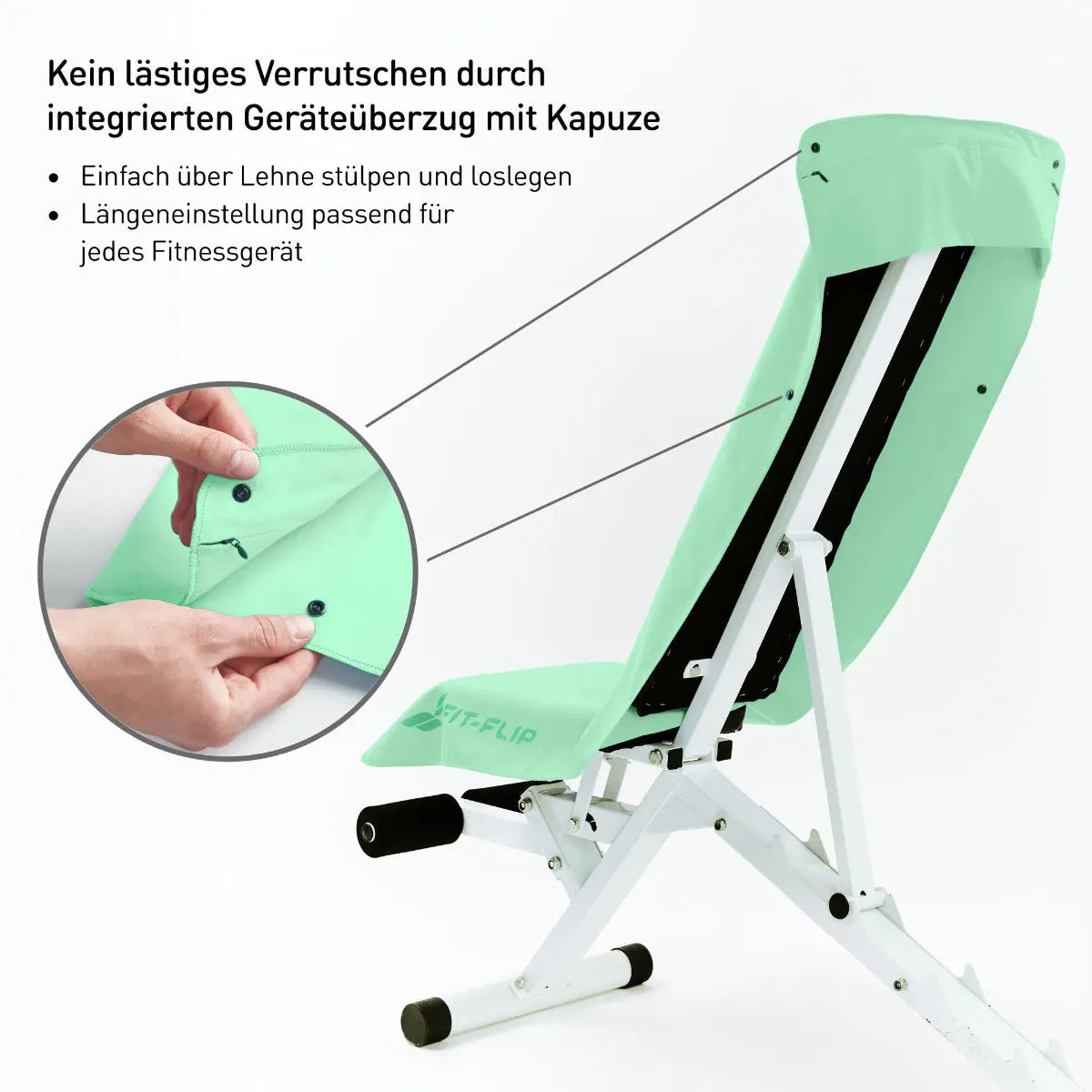 Fitnesshandtuch Mikrofaser mit Reissverschlusstasche 130x48cm Türkis von Fit-Flip
