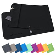 Fitnesshandtuch Mikrofaser mit Reissverschlusstasche 130x48cm Schwarz von Fit-Flip