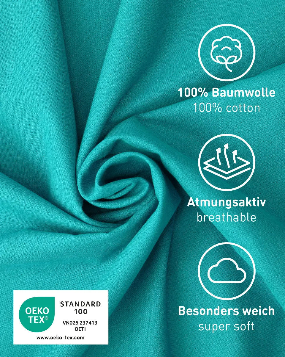Hüttenschlafsack Baumwolle ultraleicht mit Kissenfach 90x220cm türkis von Fit-Flip