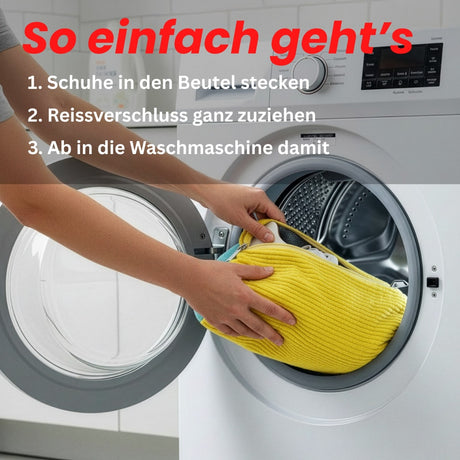 Schuhwaschbeutel gelb