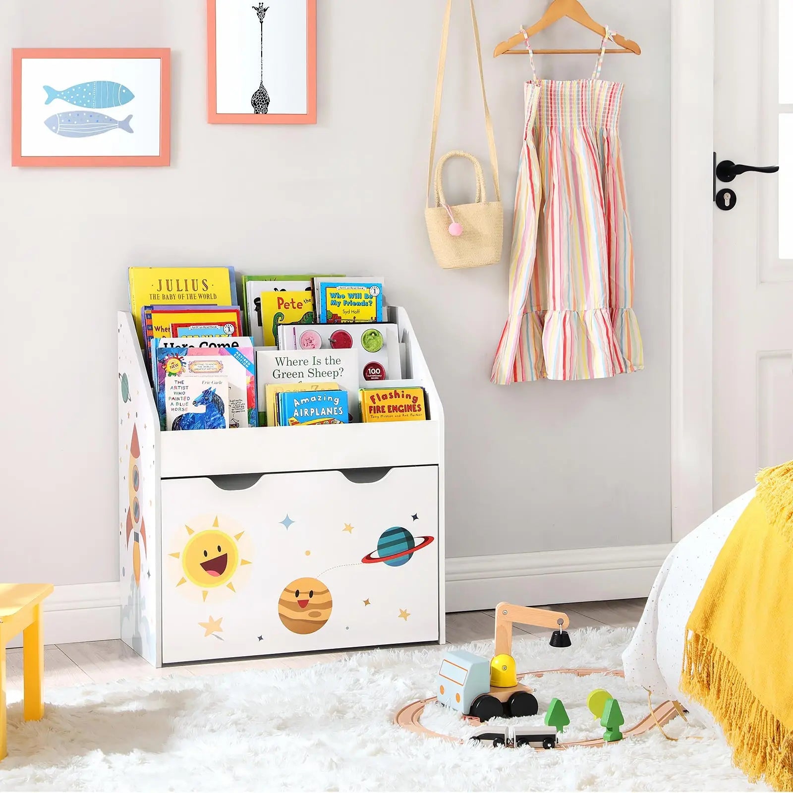 Spielzeugregal Kinderzimmer mit Spielzeugkiste Weiss von Songmics
