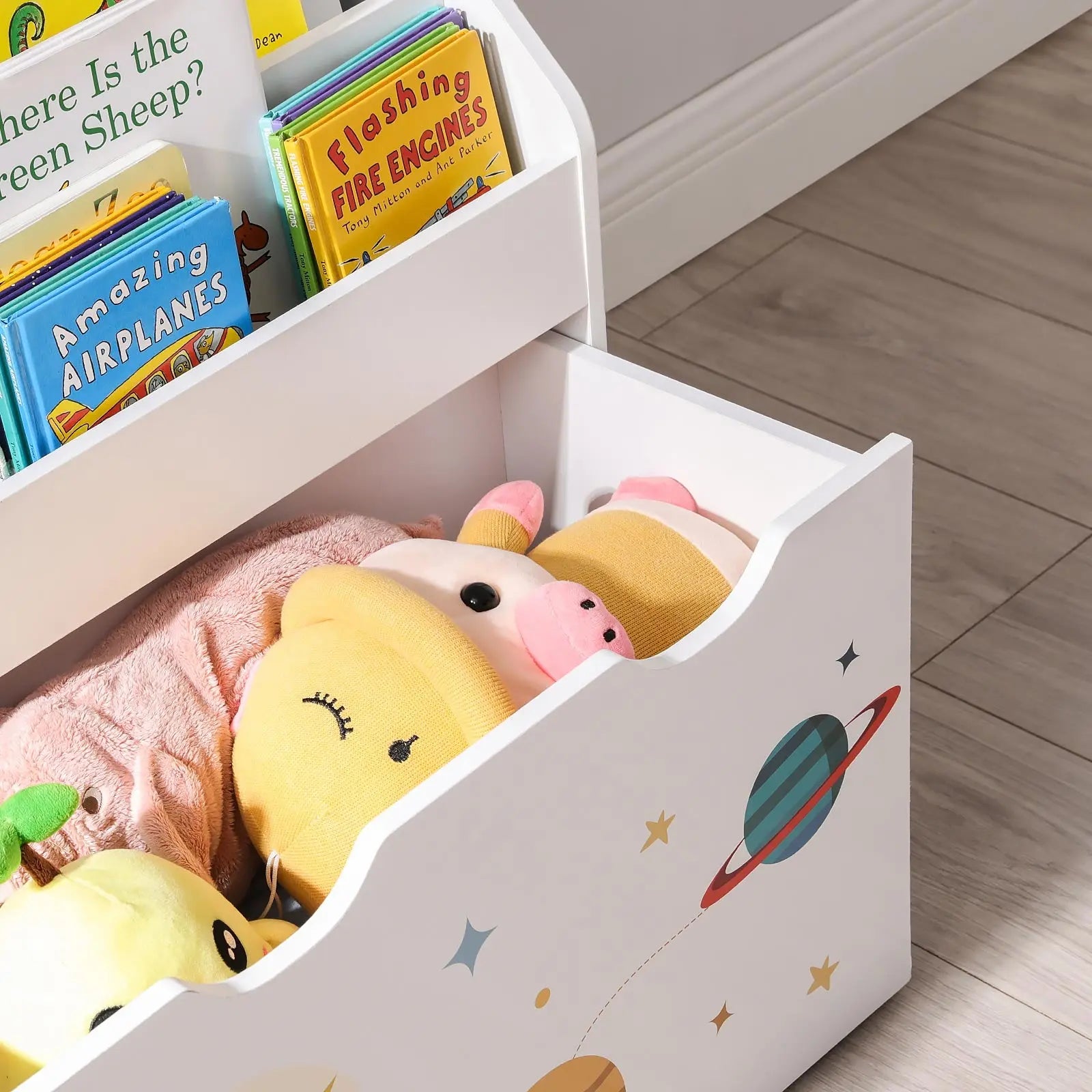 Spielzeugregal Kinderzimmer mit Spielzeugkiste Weiss von Songmics