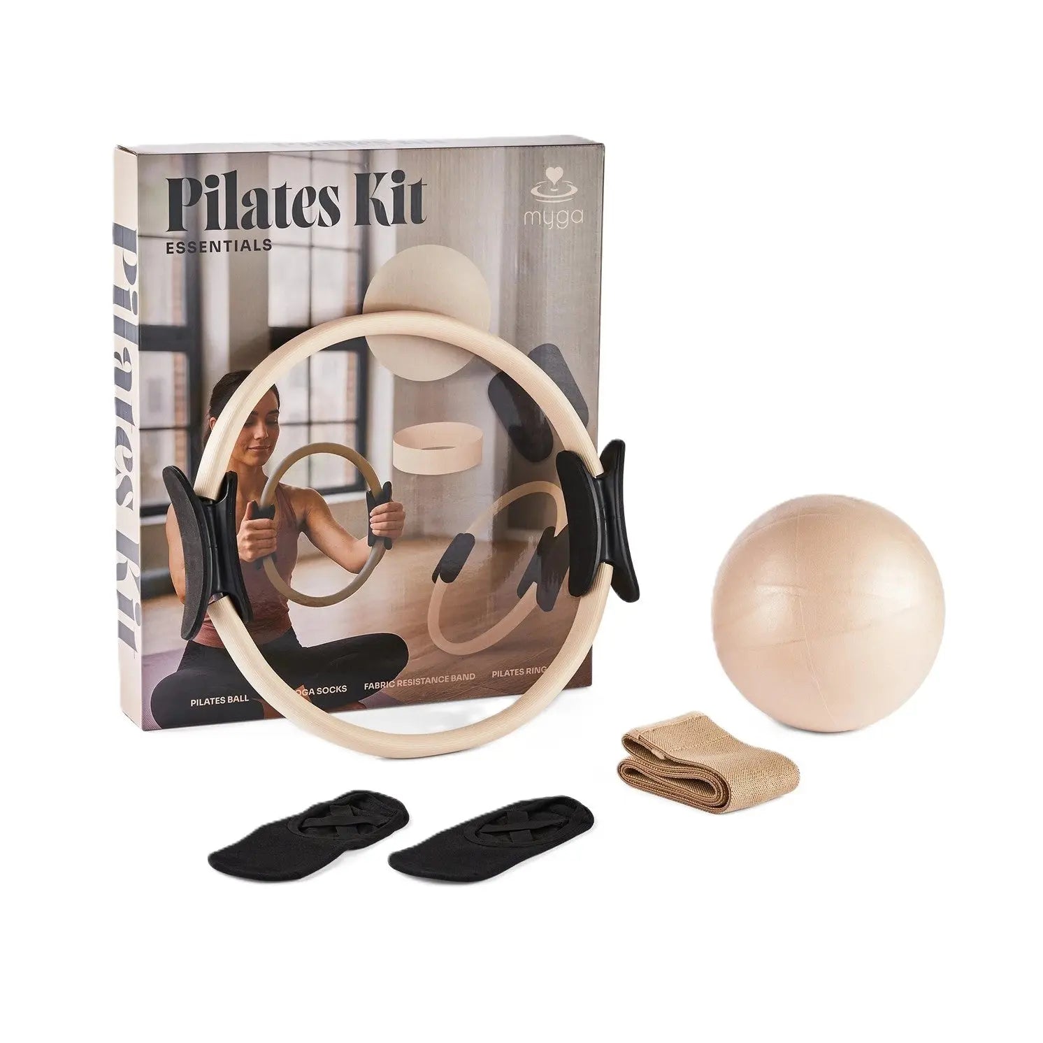Pilates Starter Set 4-Teilig Sand von Myga