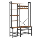 Garderobenständer mit Schuhbank Vintagebraun 4-in-1 von Songmics