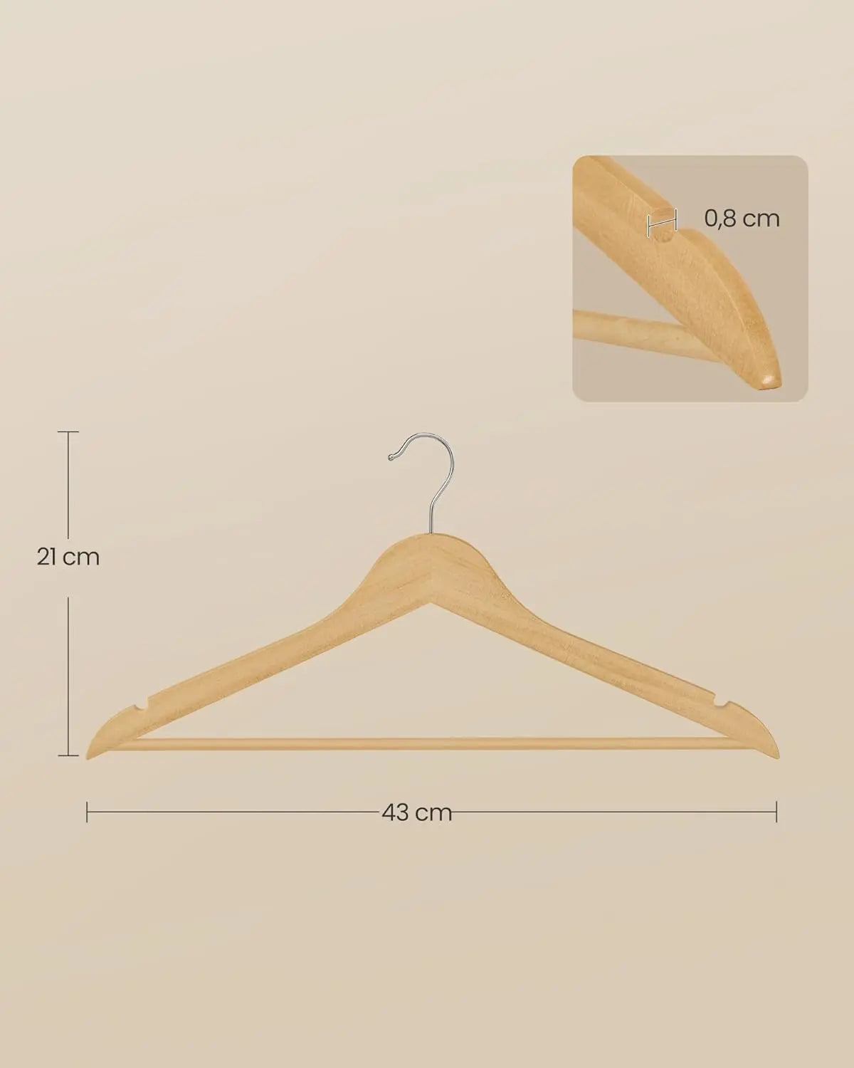 Holzkleiderbügel 30er Set naturfarben Birkenholz von Songmics