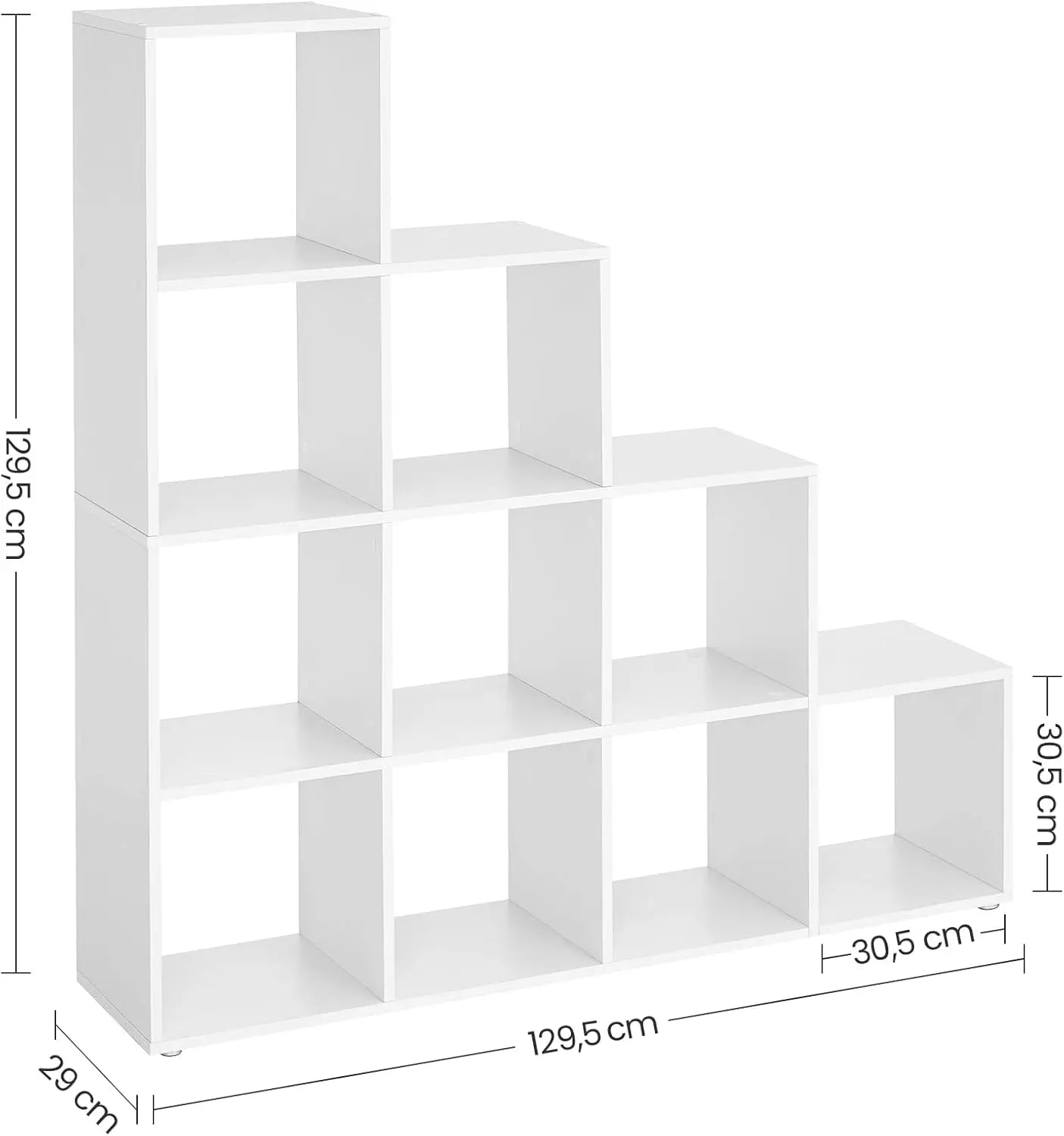 Bücherregal Stufenregal Ordnungssystem Wohnzimmer Wolkenweiss von Songmics