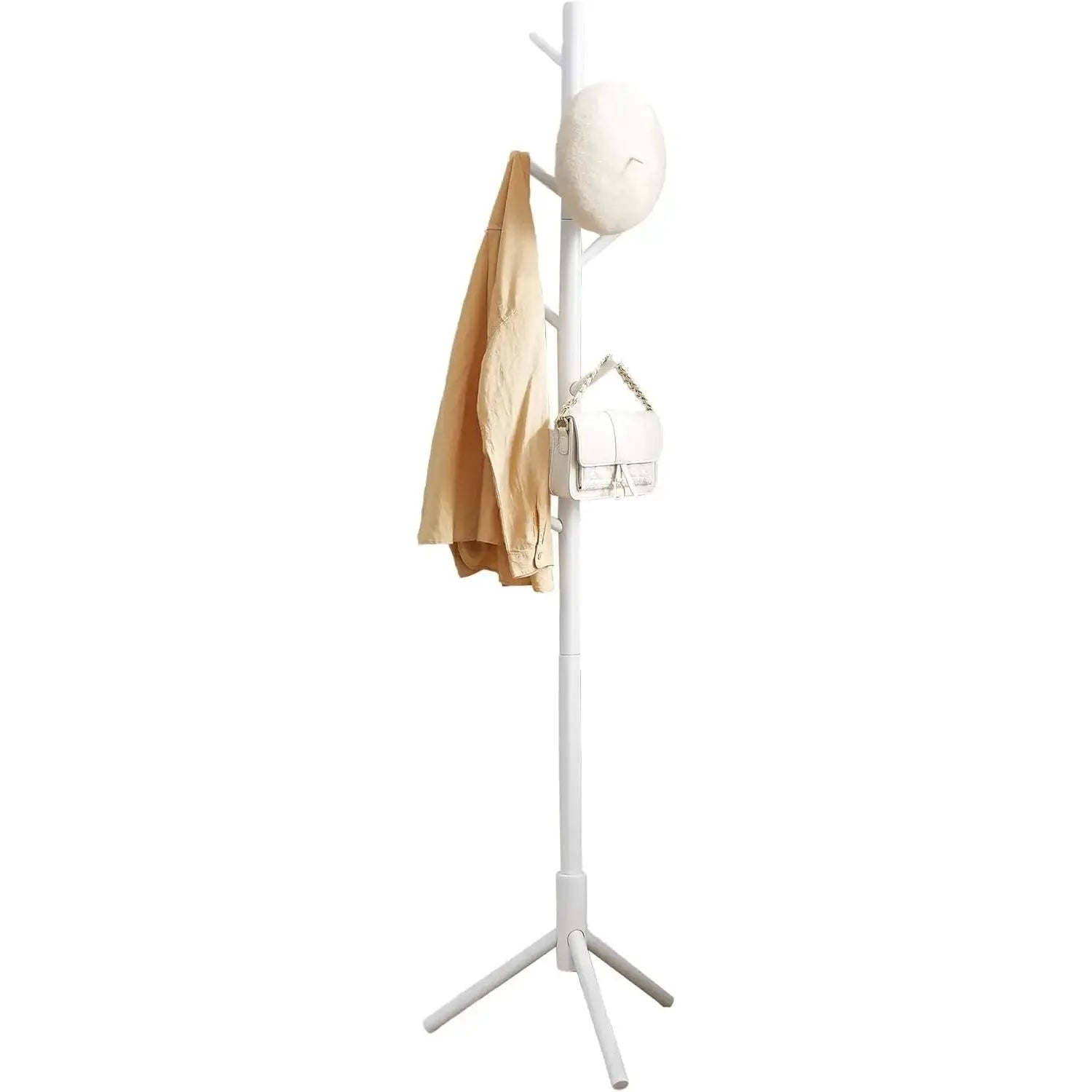 Garderobenständer Massivholz Baumform Verstellbar Weiss von Songmics