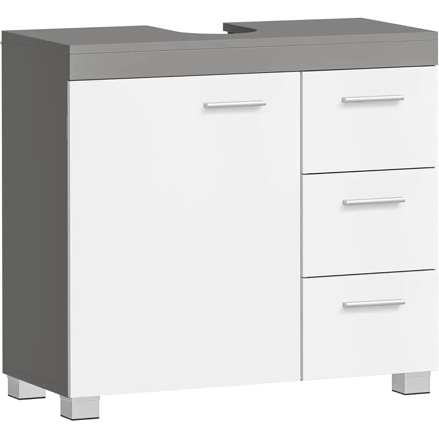 Badezimmerschrank 3 Schubladen Wolkenweiss Zementgrau von Songmics