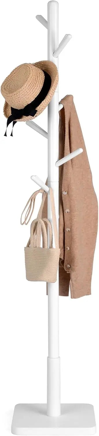 Garderobenständer Massivholz Baumform Wolkenweiss von Songmics