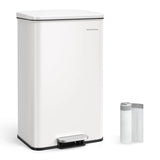 Mülleimer Küche 40L Stahl Weiss inkl. Müllbeutel von Songmics