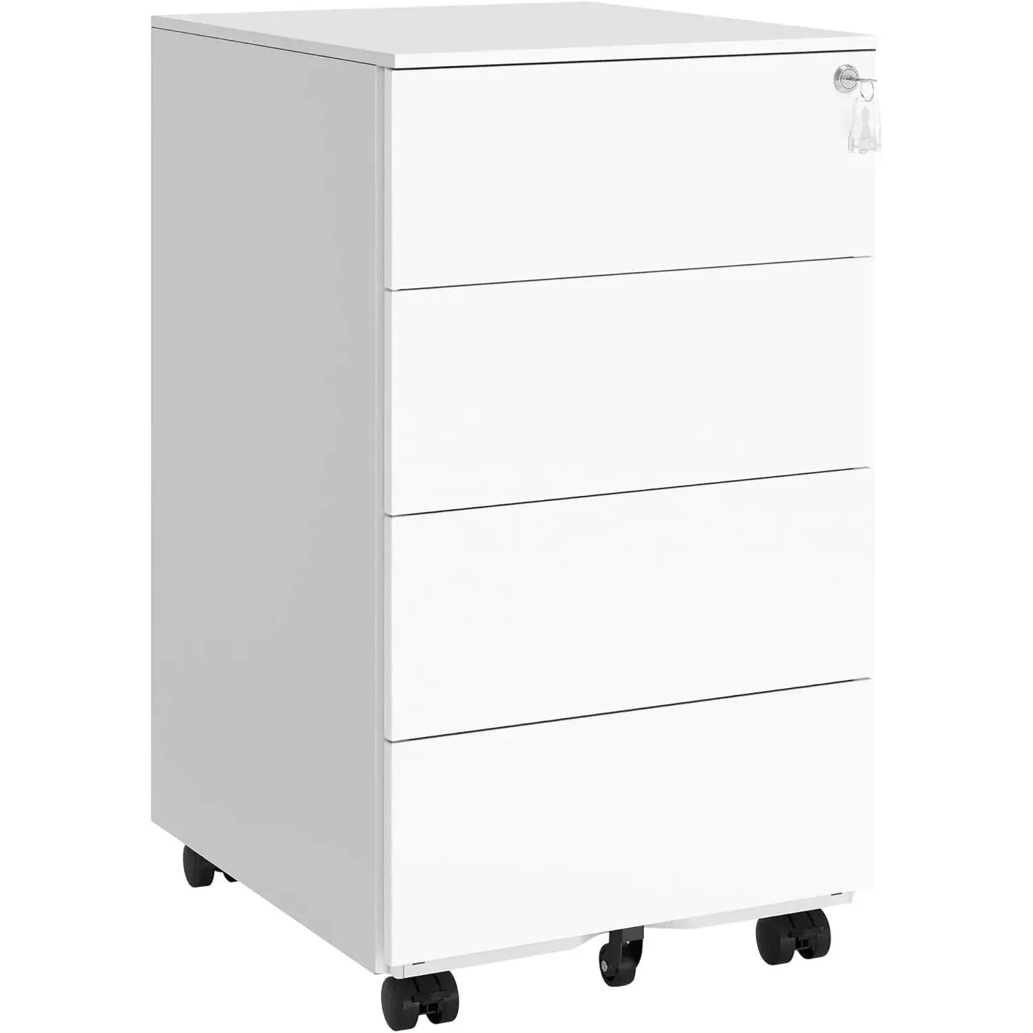Rollcontainer Metall abschliessbar wolkenweiss 4 Schubladen von Songmics