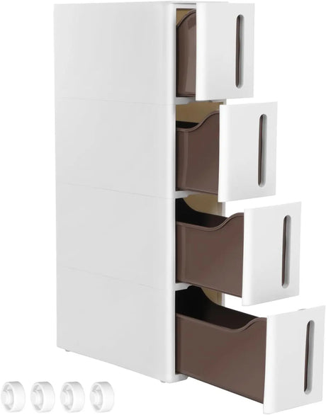 Nischenregal Rollwagen Schubladen Badregal Weiss-Braun von Songmics