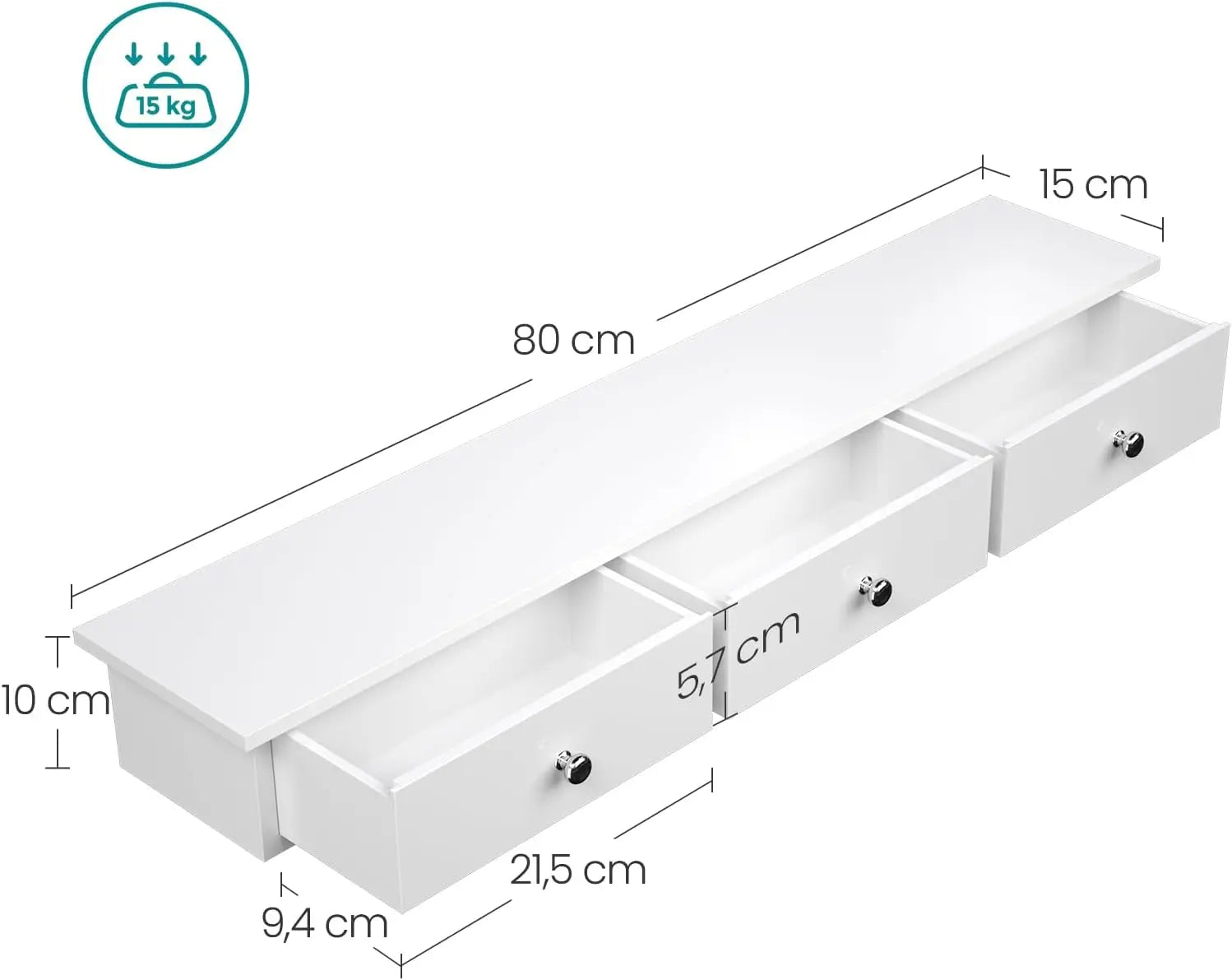 Wandregal mit Schubladen modern platzsparend weiss von Songmics