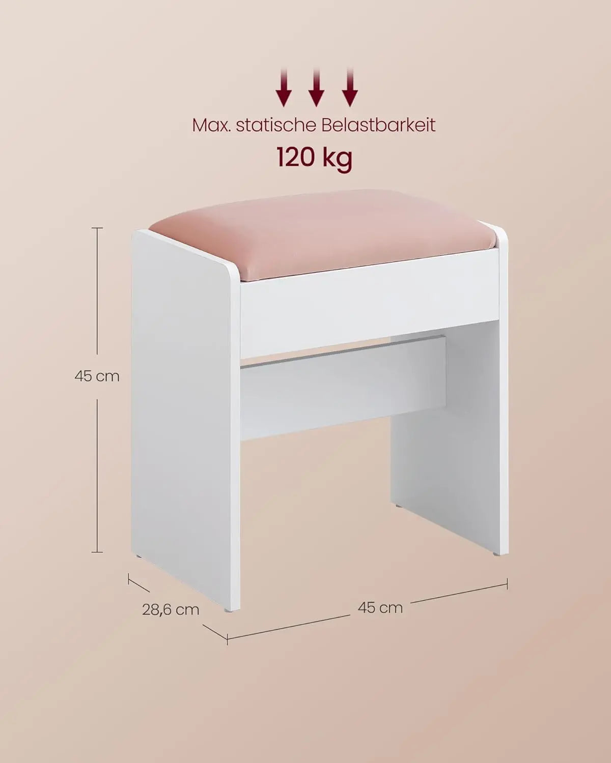 Schminktisch-Hocker Samt Weiss Rosa Gepolstert von Songmics