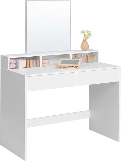 Schminktisch Modern Spiegel Schubladen Fächer Weiss von Songmics