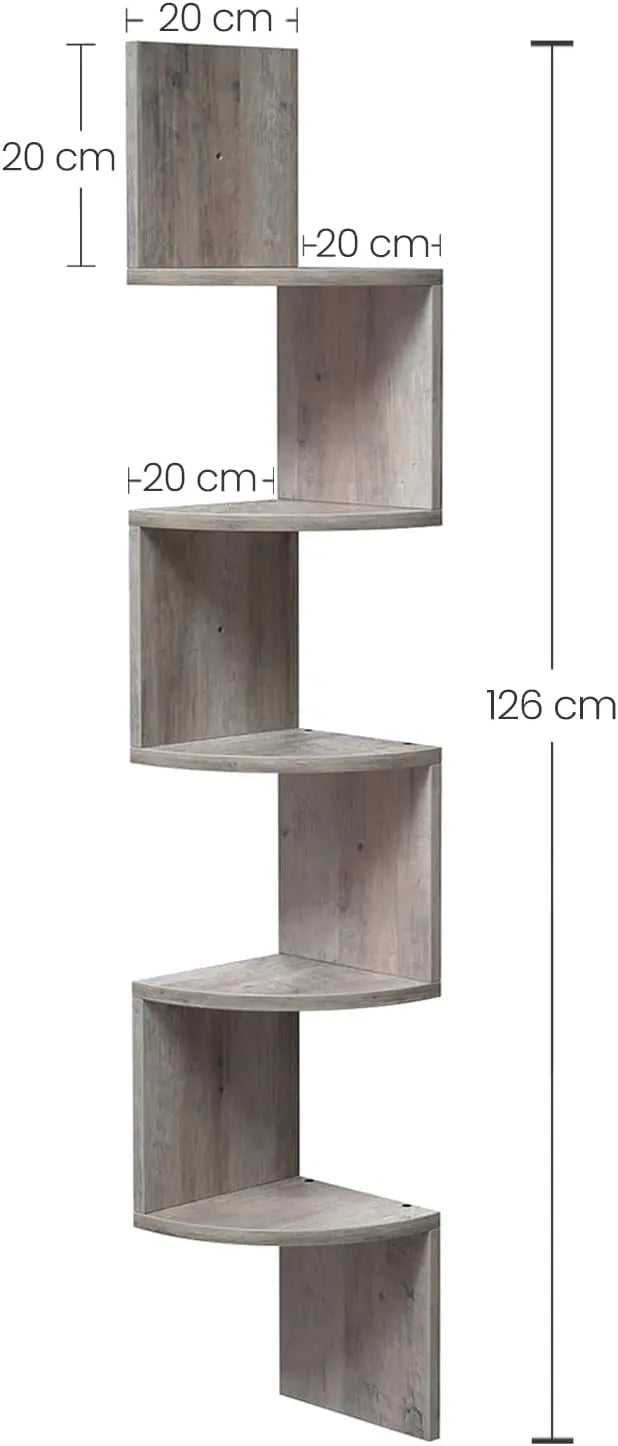 Eckregal Wandregal 5 Ebenen Greige von Songmics