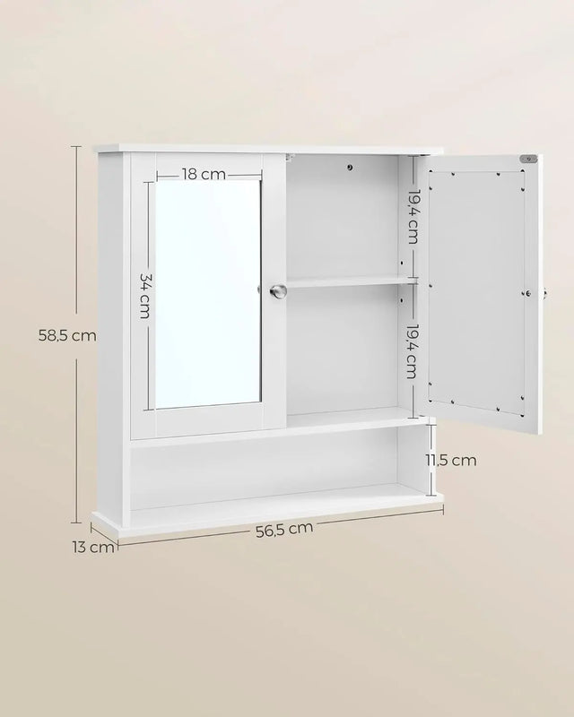 Spiegelschrank mit Spiegeltüren und Ablage Weiss von Songmics