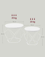 Couchtisch Set modern abnehmbar schneeweiss von Songmics