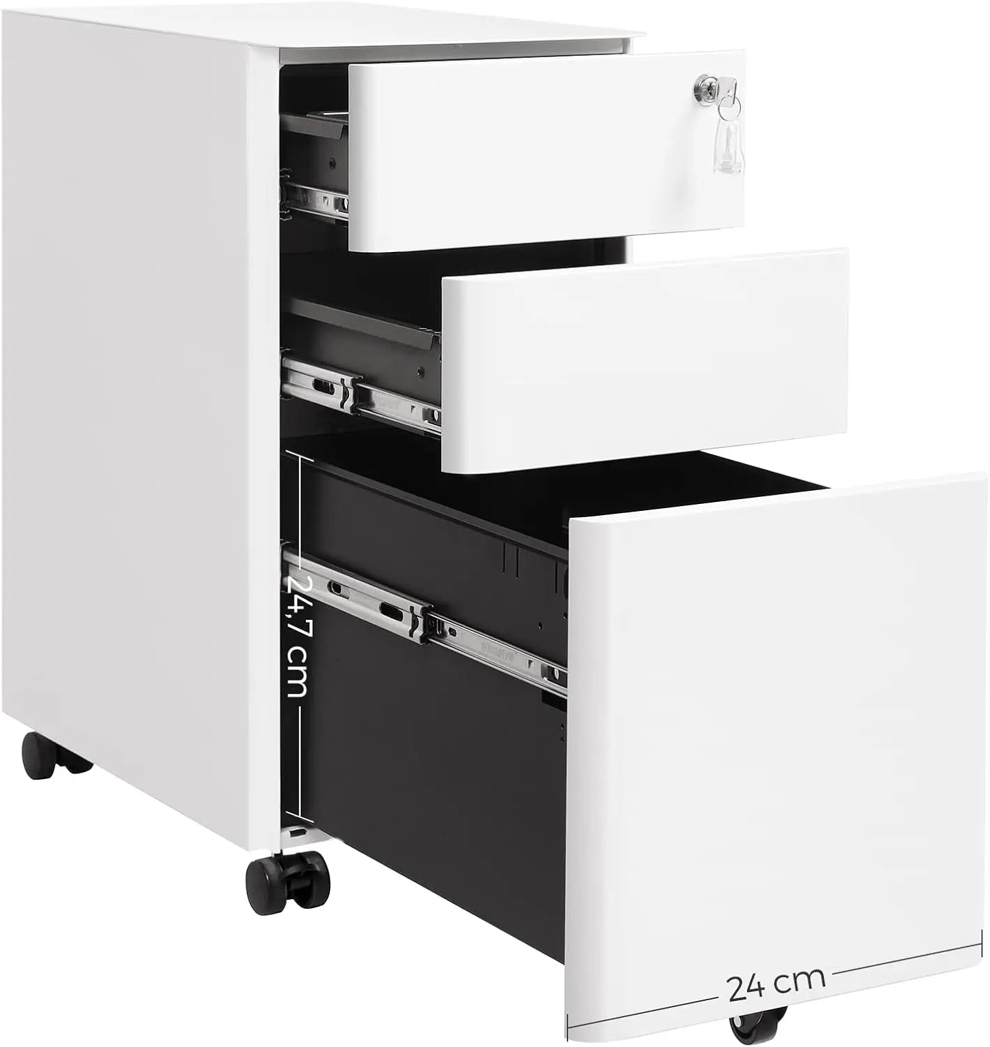 Rollcontainer Büroschrank abschliessbar Schubladen weiss von Songmics