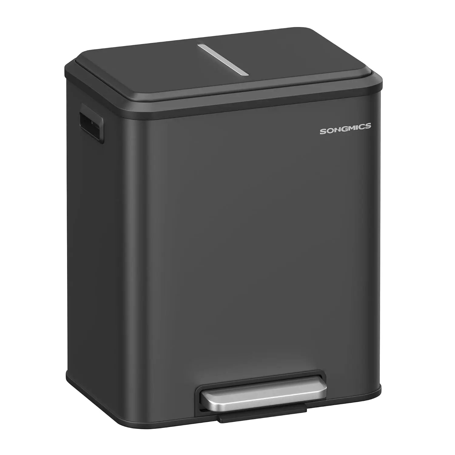 Abfalltrennsystem 2x15L Softclose Stahl Schwarz von Songmics