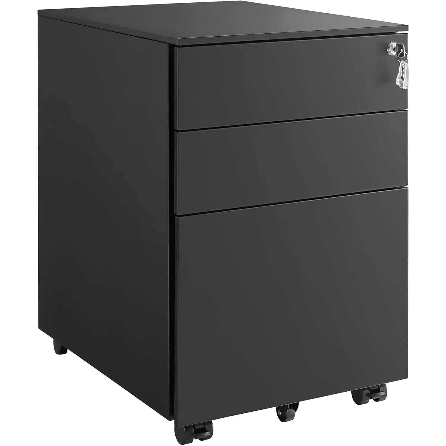 Rollcontainer Büroschrank mit Schubladen Schwarz von Songmics