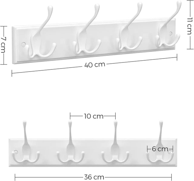 Wandgarderobe Hakenleiste Metall Flur Wolkenweiss von Songmics