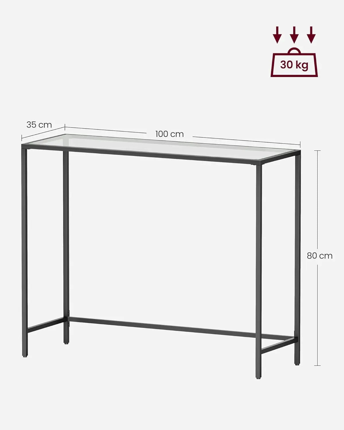 Konsolentisch Hartglas Modern Verstellbar Wohnzimmer Schwarz von Songmics