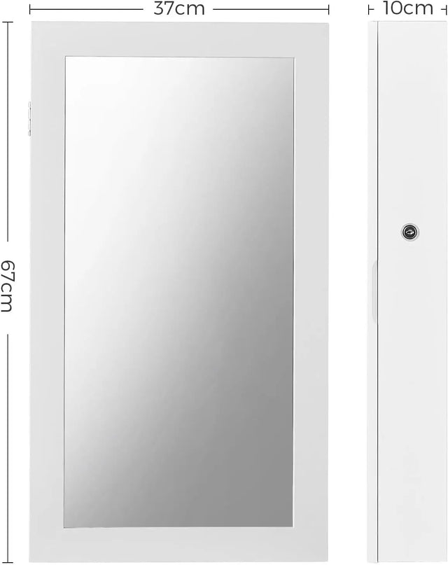 Schmuckschrank Spiegelschrank Hängeschrank abschliessbar Weiss-Schwarz von Songmics