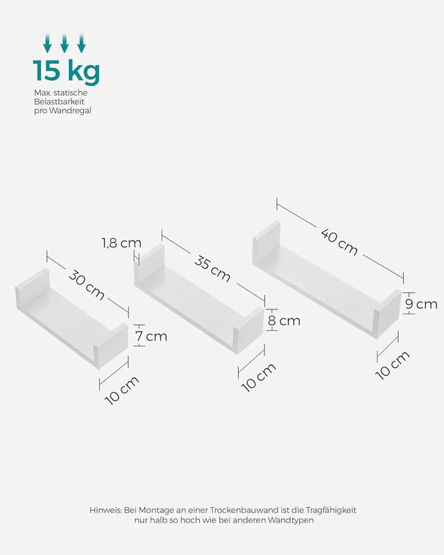 Wandregal Set Schweberegal Hochglanz Weiss von Songmics