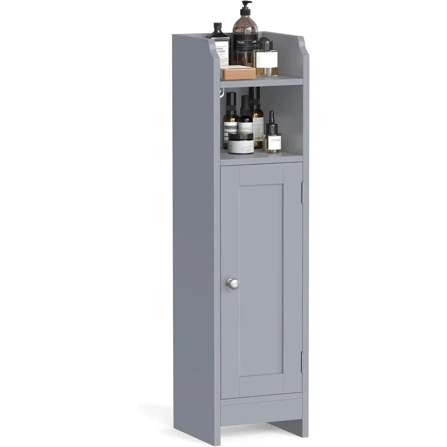 Badezimmerschrank schmal grau Holz von Songmics