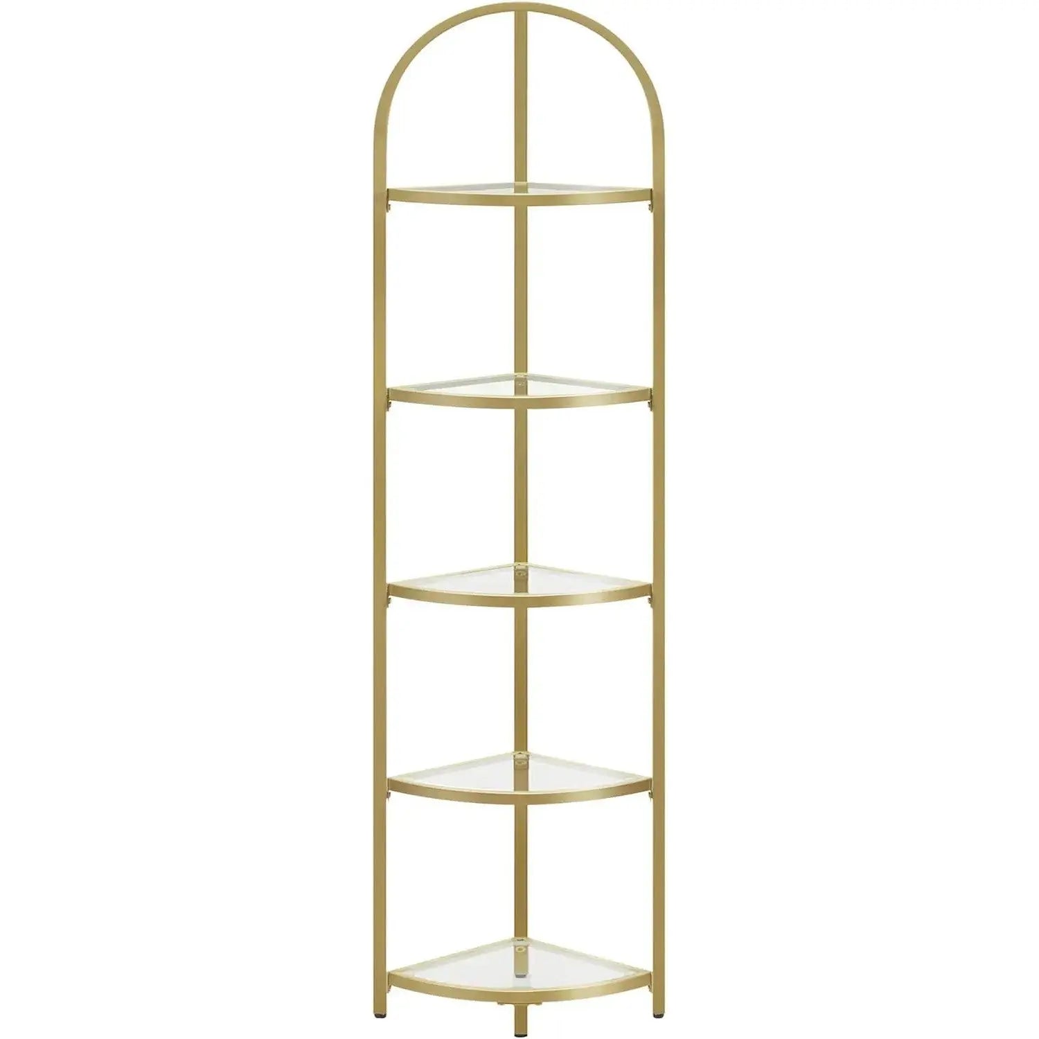 Eckregal 5 Ebenen Glasregal Gold von Songmics
