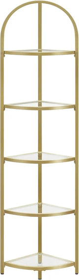 Eckregal 5 Ebenen Glasregal Gold von Songmics