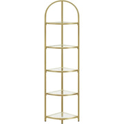 Eckregal 5 Ebenen Glasregal Gold von Songmics
