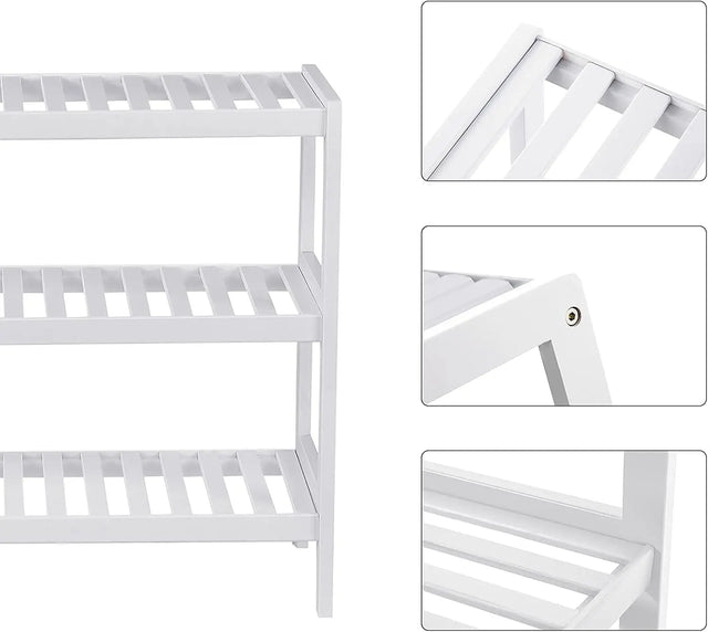 Schuhregal Bambus 3 Ebenen Weiss von Songmics