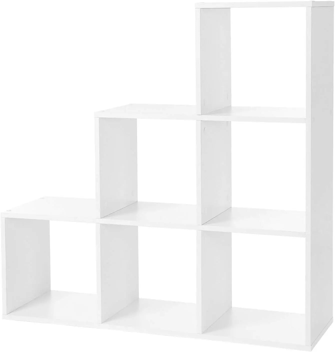 Treppenregal 6-Fächer weiss Holz von Songmics