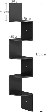 Eckregal Wandregal 5 Ebenen tintenschwarz von Songmics